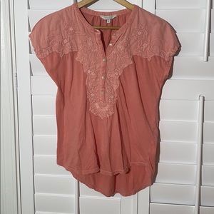 Lucky Brand Womens Embellished Salmon Shirt
